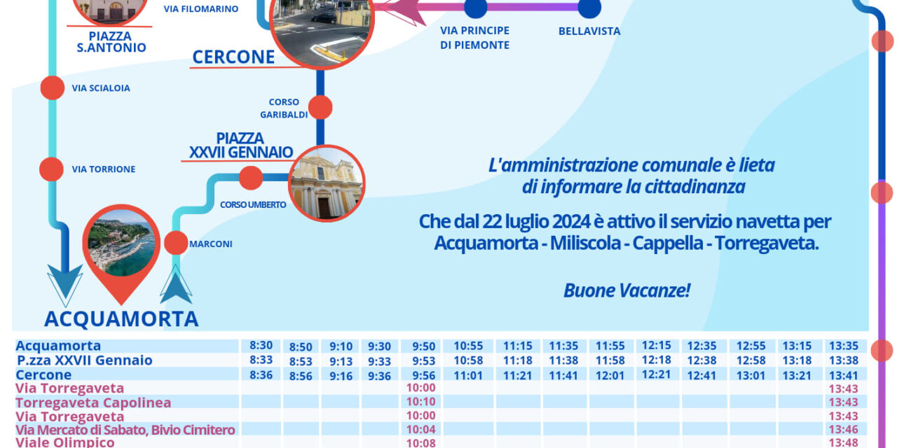 MONTE DI PROCIDA/ Navetta gratuita per raggiungere le spiagge di Acquamorta, Miliscola e Torregaveta – Cronaca Flegrea