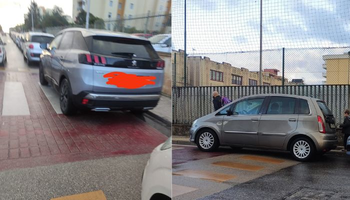 POZZUOLI| Sosta selvaggia a Monterusciello, auto parcheggiate sulle strisce pedonali rialzate 